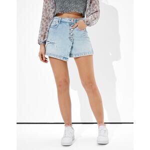 American Eagle‎ Women's Light Wash High Rise Distressed Mom Mini Skort Size 2